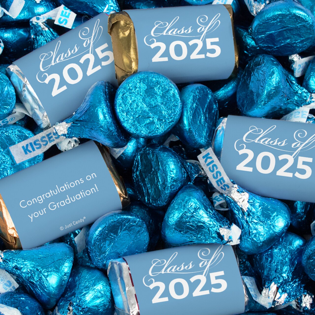 Graduation Candy Party Favors Hershey's Miniatures and Kisses by Just Candy - Available in Multiple Colors & Sizes